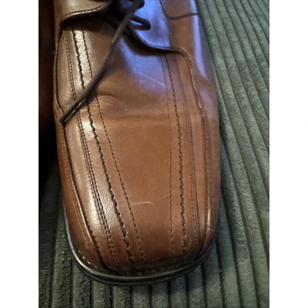 Stacy Adams Redzone Cognac 13 Wide Mens Square‎ Toe Leather Oxford Dress Shoes